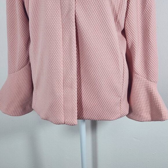Isaac Mizrahi Powder Pink Collarless Jacket Size Large IMNYC Pastel Pink Jacket - Picture 4 of 8